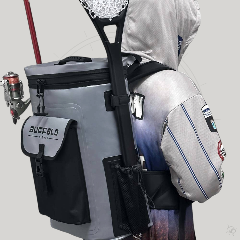 Buffalo Gear 21QT Fish Cooler Backpack, Fish Kill Bag in Gray