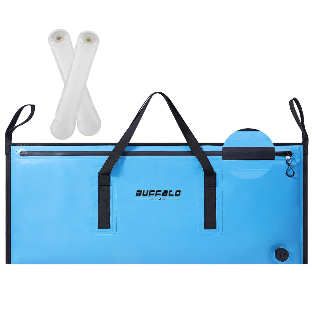 Buffalo Gear 40x18" Insulated Fish Cooler Bag, Waterproof Zipper in Blue