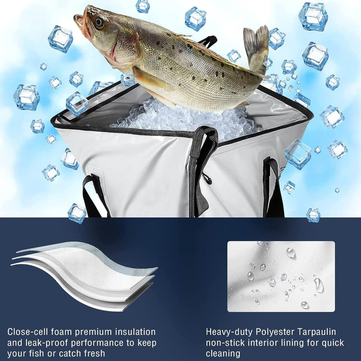 Buffalo Gear 40x18" Insulated Fish Cooler Bag, Waterproof Zipper - product detail 2