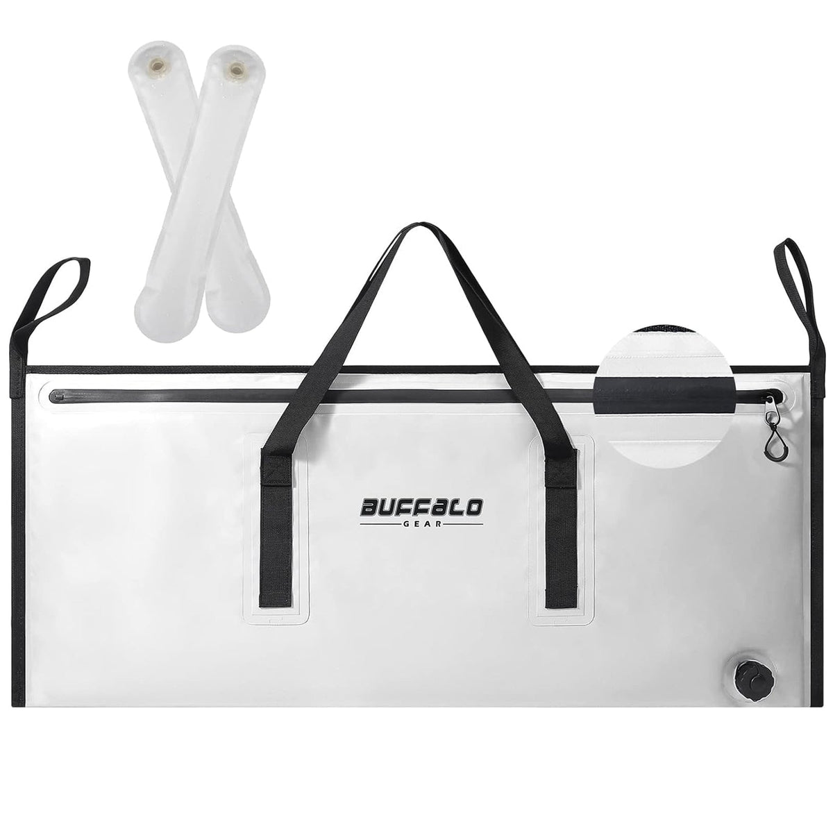 Buffalo Gear 40x18" Insulated Fish Cooler Bag, Waterproof Zipper in White