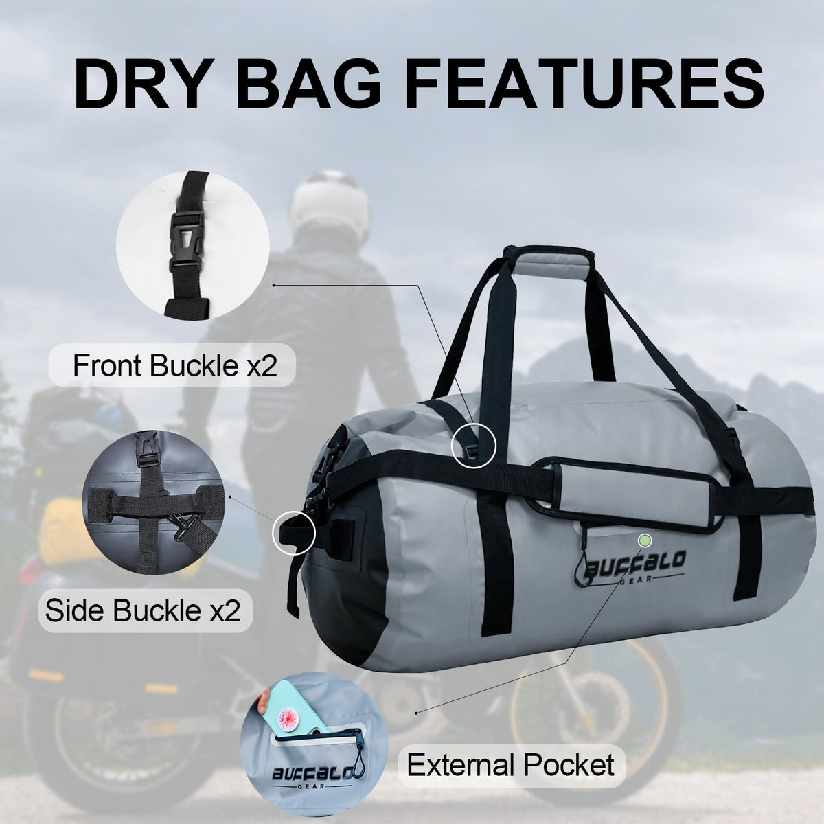 Buffalo Gear 63QT Roll Top Waterproof Duffel Bag - product detail 3