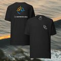 Deepwater Crew Co. dark heather grey crew neck t-shirt with minimal logo on front and large graphic logo on back.