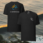 Deepwater Crew Co. dark heather grey crew neck t-shirt with minimal logo on front and large graphic logo on back.