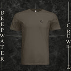 Army Deepwater Crew Co. Deep 2 Deep crewneck T-shirt, front view with small DC wave chest logo.