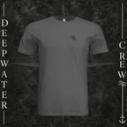 Asphalt Deepwater Crew Co. Deep 2 Deep crewneck T-shirt, front view with small DC wave chest logo.