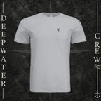 Solid Athletic Gray Deepwater Crew Co. Deep 2 Deep crewneck T-shirt, front view with small DC wave chest logo.
