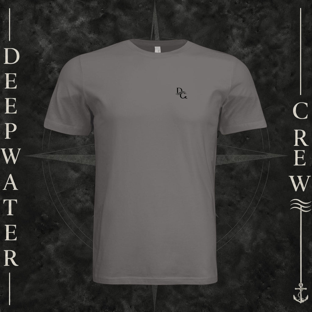 Storm Deepwater Crew Co. Deep 2 Deep crewneck T-shirt, front view with small DC wave chest logo.
