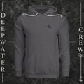 Asphalt Deepwater Crew Co. Deepwater Nomad Fleece Hoodie, front view with small DC compass crest chest logo.