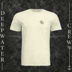 Natural Deepwater Crew Co. Deepwater Nomad crewneck T-shirt, front view with small DC compass crest chest logo.
