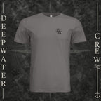 Storm Deepwater Crew Co. Deepwater Nomad crewneck T-shirt, front view with small DC compass crest chest logo.