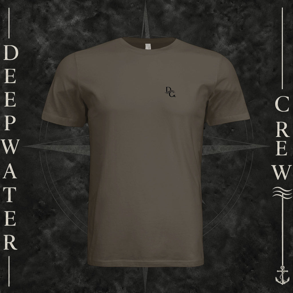 Army Deepwater Crew Co. Horizon crewneck T-shirt, front view with small DC wave chest logo.