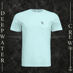 Mint Green Deepwater Crew Co. Horizon crewneck T-shirt, front view with small DC wave chest logo.